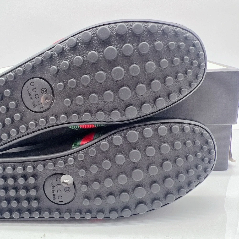 Gucci Web Accent Penny Slip On Loafers Driver Shoe Black Suede Wms UK 6 US 9 - Picture 12 of 15